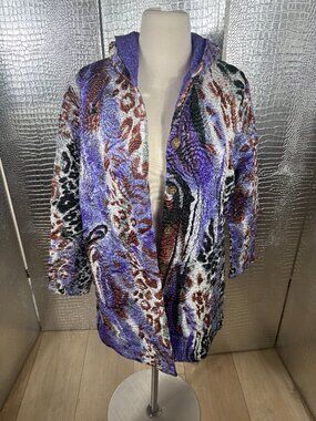 ABC Collection Hooded Quilted Multi- Color Crinkle Jacket